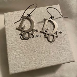 Dior Silver Logo Earrings